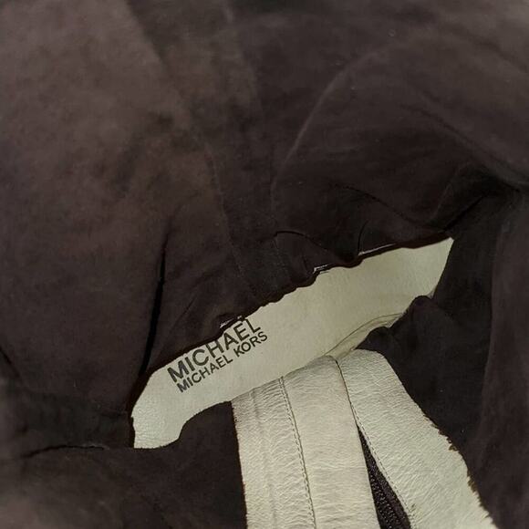 MICHAEL Kors Chocolate Brown suede leather wedge heeled Comfy Tall boots Size 10 - Picture 11 of 11